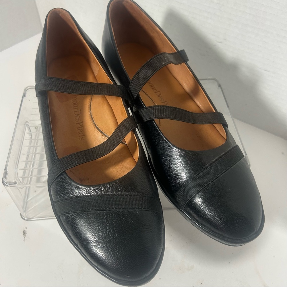 L’Amour des Pieds Paris Black Leather Women's Ballet Mary Jane Slip On Shoes 9M